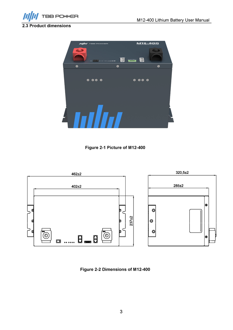 TBB POWER M-Serie Hochleistungs Lithium LiFePo4 Batterie 12V 400Ah